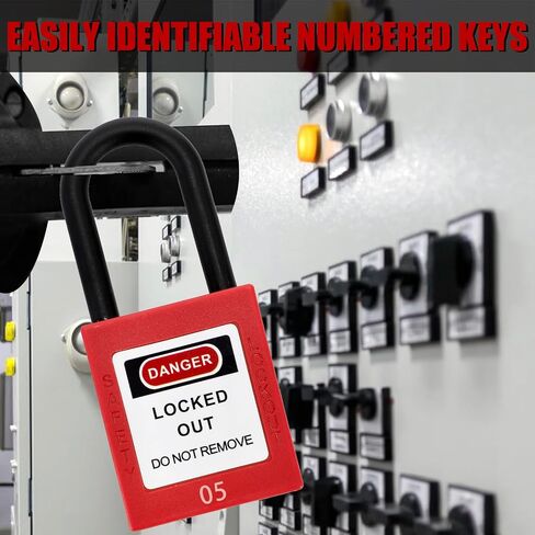 Yesland 10 Pack Lockout Lock ، مجموعات قفل قفل أمان ، Loto Locks بشكل مختلف لتأمين المحطات والأجهزة ، باللون الأحمر in Kuwait