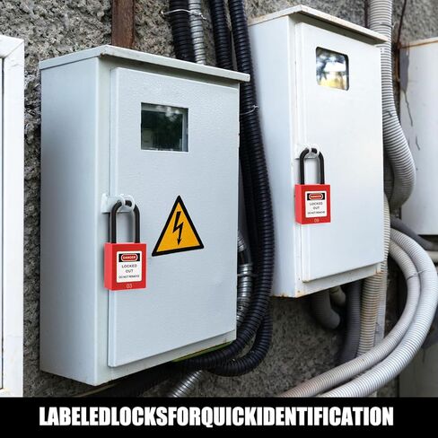 Yesland 10 Pack Lockout Lock ، مجموعات قفل قفل أمان ، Loto Locks بشكل مختلف لتأمين المحطات والأجهزة ، باللون الأحمر in Kuwait