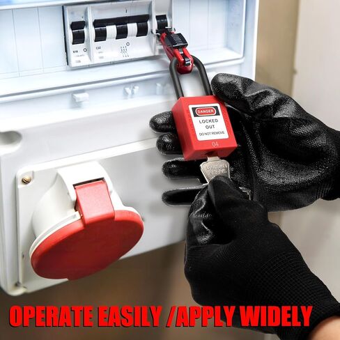 Yesland 10 Pack Lockout Lock ، مجموعات قفل قفل أمان ، Loto Locks بشكل مختلف لتأمين المحطات والأجهزة ، باللون الأحمر in Kuwait
