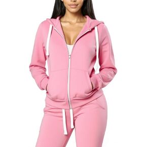 Womens 2 قطعة تعرق مجموعات zip up هوديي مع عرقلة متعرقات مسننات مطابقة مجموعات طويلة الأكمام ارتداء صالة in Kuwait