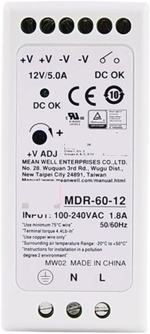 MDR-60 DIN-Reail 60W Switching Power Supply 5V 12V 24V 48V Signal (MDR-60-12 | 12V) in Kuwait