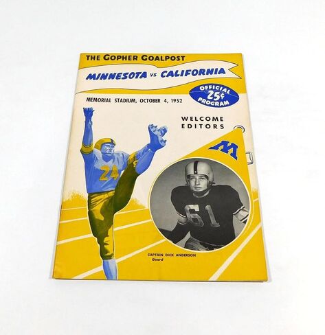 1952 California at Minnesota College Football Program 10-4-52 - NFL Programs in Saudi Arabia