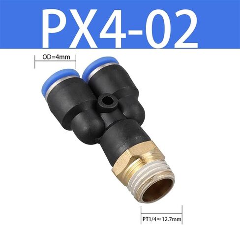PX4/6/8/10/12-01/02/03/04 Y الخيوط الثلاثة-الطريق الهوائية المتصلة الخيط الذكور واحد لمس لمسة في y pneumatic Quick Quick 10pcs (PX4-M5) in Saudi Arabia