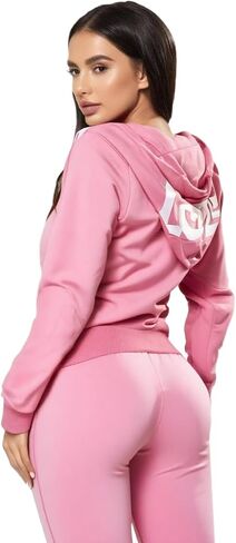 Womens 2 قطعة تعرق مجموعات zip up هوديي مع عرقلة متعرقات مسننات مطابقة مجموعات طويلة الأكمام ارتداء صالة in Kuwait