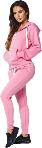 Womens 2 قطعة تعرق مجموعات zip up هوديي مع عرقلة متعرقات مسننات مطابقة مجموعات طويلة الأكمام ارتداء صالة in Kuwait
