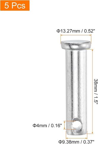 UXCELL 5PCS 3/8 "x1-1/2 Hole Hole Clevis دبابيس ، دبابيس ثقب مسطح من الصلب الكربوني ، ثقب واحد لإصلاح الميكانيكا ، تركيب الأثاث ، المعدات الصناعية ، DIY (الفضة) in Saudi Arabia