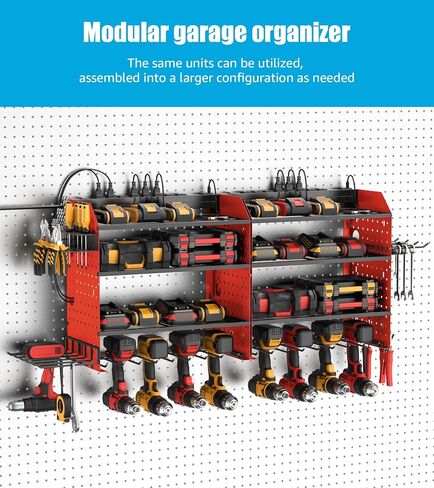 CCCEI Modular Power Tools Organizer with USB Charging Station, 4 Layer Drills and Battery Storage Wall Mount, Garage Shop Organization, Anniversary, Birthday, Gifts for Men, Father, 6FT Cord, Black. in Saudi Arabia