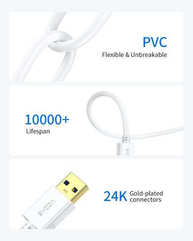 VCZHS Tech USB to USB Cable 3ft - Double Ended U SB Cord USB3.0 Male to Male Cable USB3.0 A to A Cord for Hard Drive Enclosures, DVD Player, Laptop Cooler in Saudi Arabia