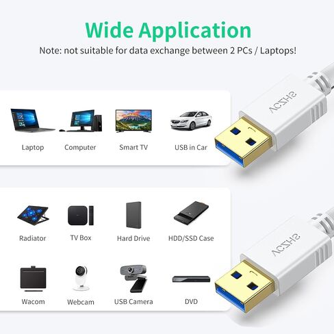 VCZHS Tech USB to USB Cable 3ft - Double Ended U SB Cord USB3.0 Male to Male Cable USB3.0 A to A Cord for Hard Drive Enclosures, DVD Player, Laptop Cooler in Saudi Arabia