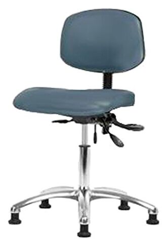 توماس ECOM VDHCH-CR-T0-A0-RG-C8546 كرسي مكتب فينيل الرمادي مع قاعدة كروم ، لا أذرع ، انزلاقات زرقاء in Kuwait