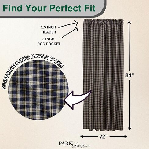Park Designs Sturbridge Lined Panel, 84", Black in Kuwait