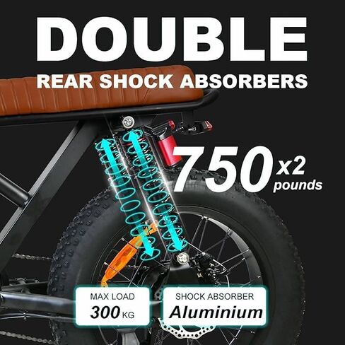 دراجة كهربائية للبالغين ، الذروة 1000W Ebike ، 28 ميل في الساعة 60 ميلينج الدراجة الجبلية الكهربائية ، 20 بوصة دراجة كهربائية البالغات البالغة مع بطارية 48 فولت 18.2Ah ، صدمة مزدوجة ، 7 سرعة ، التعليق الهيدروليكي ، إشارة بدوره in Saudi Arabia