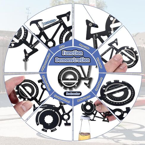 20 in 1 Bicycle Shaped Keychain Multitool Card - Pocket Multi-Tool for Bike Lover Men Key Chain gift for Dad Husband Birthday Father's Day - Black Stainless Steel in Saudi Arabia