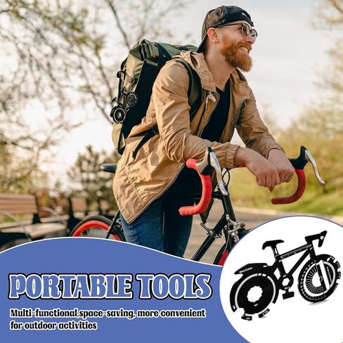 20 in 1 Bicycle Shaped Keychain Multitool Card - Pocket Multi-Tool for Bike Lover Men Key Chain gift for Dad Husband Birthday Father's Day - Black Stainless Steel in Saudi Arabia