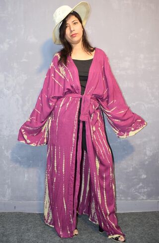 Bathrobe Versace Bath Robe Beach Kimono, Women's Tie Dye Kimono Rayon Fabric Robe with Belt, One Size/Free Size in Saudi Arabia