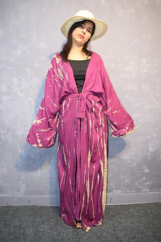 Bathrobe Versace Bath Robe Beach Kimono, Women's Tie Dye Kimono Rayon Fabric Robe with Belt, One Size/Free Size in Saudi Arabia