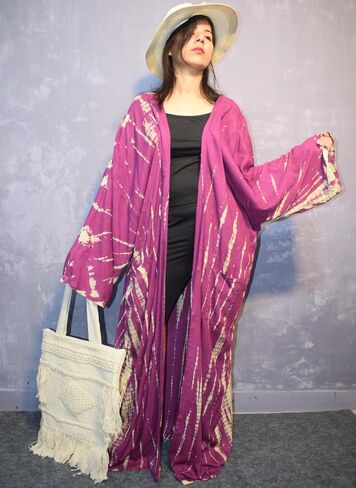 Bathrobe Versace Bath Robe Beach Kimono, Women's Tie Dye Kimono Rayon Fabric Robe with Belt, One Size/Free Size in Saudi Arabia