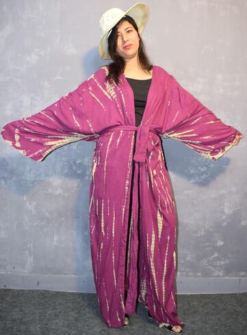 Bathrobe Versace Bath Robe Beach Kimono, Women's Tie Dye Kimono Rayon Fabric Robe with Belt, One Size/Free Size in Saudi Arabia
