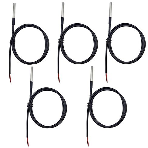 5pcs DS18B20 مستشعر درجة الحرارة المقاوم للماء الرقمية من الفولاذ المقاوم للصدأ المقاوم للصدأ مسبار 1 متر 39.3 "متوافق مع Arduino Raspberry Pi in Kuwait