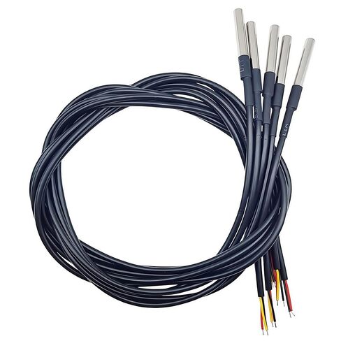 5pcs DS18B20 مستشعر درجة الحرارة المقاوم للماء الرقمية من الفولاذ المقاوم للصدأ المقاوم للصدأ مسبار 1 متر 39.3 "متوافق مع Arduino Raspberry Pi in Kuwait