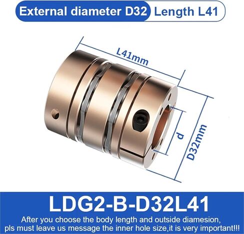 LDG1-B-D32L30 LDG2-B-D32L41 Flexible Motor Shaft Coupler LDG D32L30/L41 Diaphragms Aluminium Coupling Cardan Accessories Connector for 3D Printer CNC 1Pcs(LDG2-B-D32L41-5X11) in Saudi Arabia
