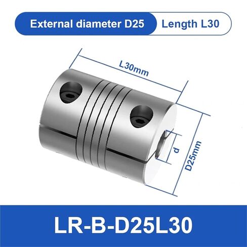 LR-B-D25L30 LR B D25L30 الألومنيوم مرنة عمود اللفات التوصيل موصل محرك مقرن من 5 مم إلى 12 مم تخصيص اقتران CNC مرن 1PCs (12mmx12mm) in Kuwait