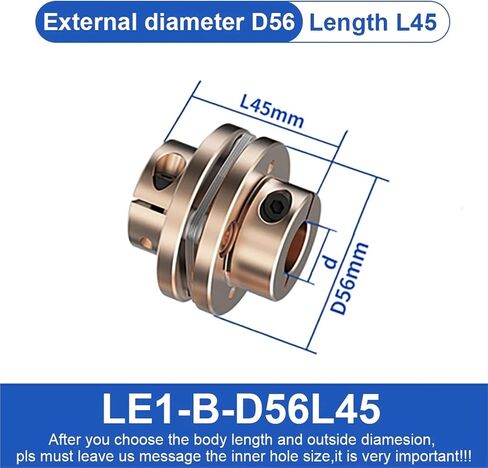 L1-B-D56L45 LE2-B-D56L64 اقتران شفة LE D56L45/64 مقرنة محرك مرنة مقرنة الألومنيوم مفصل عالمي للطابعة 3D CNC 1PC (LE2-B-D56L64-16X16) in Saudi Arabia