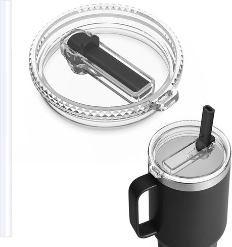 Straw Lid for YETI Rambler 30/32 oz Tumbler,tumbler lid, Shatter-Proof Dishwasher-Safe Replacement Yeti Lid and Straw 30OZ,BPA Free(Black) in Kuwait