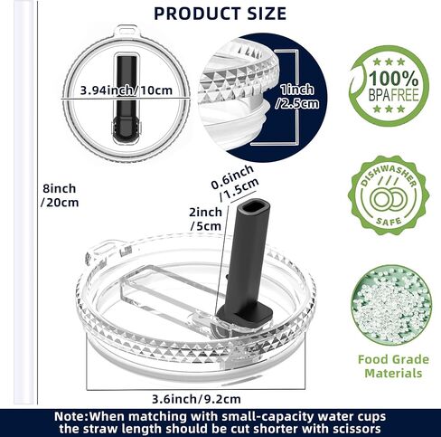 Straw Lid for YETI Rambler 30/32 oz Tumbler,tumbler lid, Shatter-Proof Dishwasher-Safe Replacement Yeti Lid and Straw 30OZ,BPA Free(Black) in Kuwait
