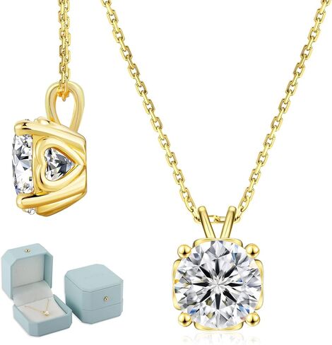 KRKC&CO Moissanite Necklace for Women, 0.5-4CT Lab Grown Sterling Silver Solitaire Heart Pendant, Anniversary Birthday Gift for Wife, Mom Wedding, D Color VVS1, GRA in Saudi Arabia