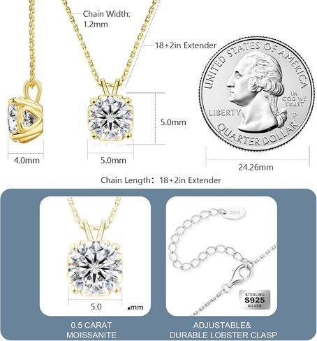 KRKC&CO Moissanite Necklace for Women, 0.5-4CT Lab Grown Sterling Silver Solitaire Heart Pendant, Anniversary Birthday Gift for Wife, Mom Wedding, D Color VVS1, GRA in Saudi Arabia