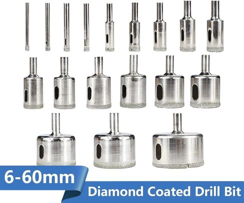 Diamond Coated Drill Bit Set 10/28pcs 6-60mm Hole Saw Kit for Glass, Marble, Granite, Stone, Tile, Ceramic (1 Count) in Saudi Arabia