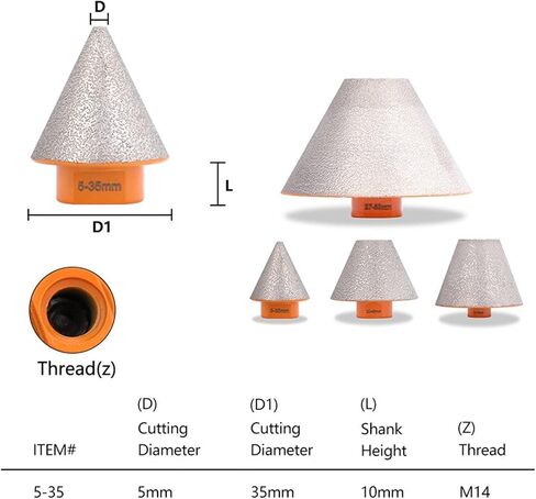 Diamond Chamfer Milling Bit Enlarge Hole Drilling Ceramic Tile Porcelain Marble Drilling Crown 5-35/20-48/27-82/35-75mm 1Pcs(20-48mm) in Saudi Arabia