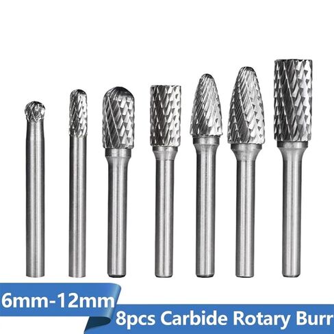 6mm-12mm Carbide Burr Drill Bits for Engraving 6mm Rotary Cutter Rotary File for Metal Hand Tool 8 Pcs/Set in Saudi Arabia