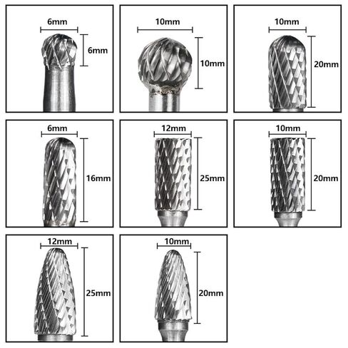 6mm-12mm Carbide Burr Drill Bits for Engraving 6mm Rotary Cutter Rotary File for Metal Hand Tool 8 Pcs/Set in Saudi Arabia