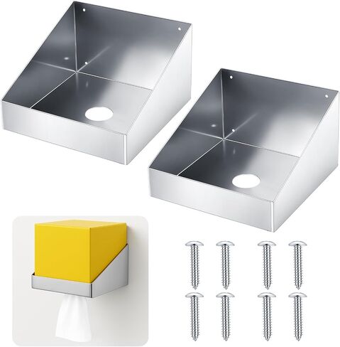 مجموعة Blulu من 2 خرقة في صندوق جدار جبل Mount Aluminium Dispenser Storage Rack منظم لمقطورة السباق المغلقة ، متجر ، تخزين المرآب ، الفضة ، 9.7 'l x 9.7' w x 6 '' h in Saudi Arabia