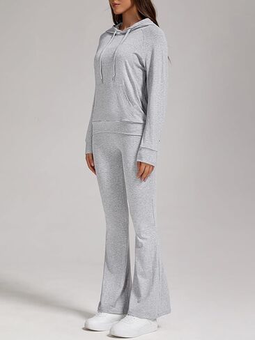 ZFLM Women's 2 Piece Sportswear Set Casual Sweatsuit Long Sleeved Drawstring Foldover Flared Sweatpants Tracksuit Streetwear in Kuwait