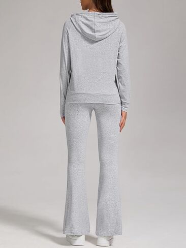 ZFLM Women's 2 Piece Sportswear Set Casual Sweatsuit Long Sleeved Drawstring Foldover Flared Sweatpants Tracksuit Streetwear in Kuwait