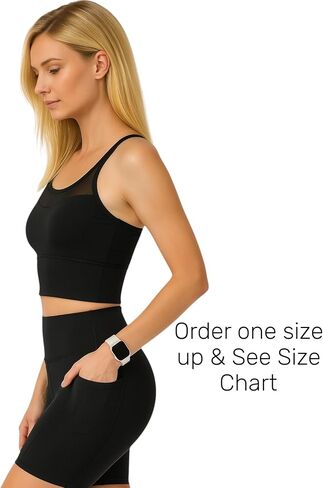 Women Buttery Soft 2-Piece Activewear Set-Criss Cross Mesh Sports Bra & High Waisted Biker Shorts with Pockets in Saudi Arabia