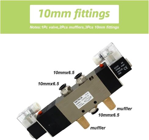 4V430C-15 4V430E-15 4V430P-15 5-port 3-position dual solenoid pneumatic air valve 1/2" DC 4V with accessories(With 10mm fittings) in Saudi Arabia