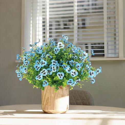 10 Bundles Artificial Pansy Flowers UV Resistant Plastic Plants for Outdoor, Faux Faux Flowers Silk Flower for Window Box Porch Home Garden Farmhouse Decor, Purple in Saudi Arabia