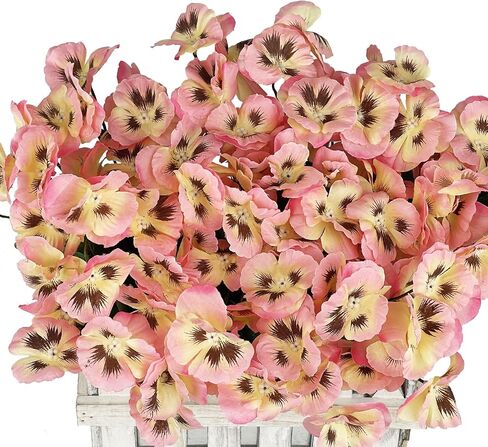 10 Bundles Artificial Pansy Flowers UV Resistant Plastic Plants for Outdoor, Faux Faux Flowers Silk Flower for Window Box Porch Home Garden Farmhouse Decor, Purple in Saudi Arabia