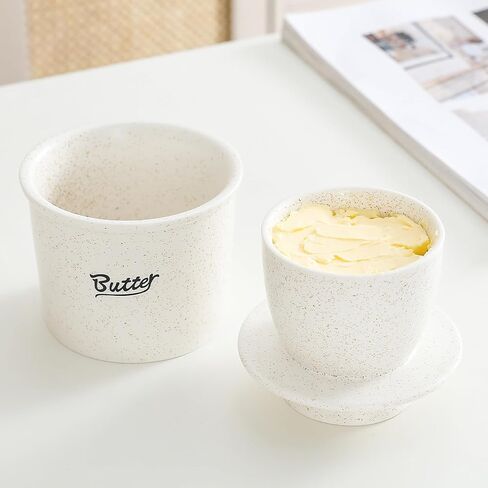 Butter Crock with Water Line | Ceramic Butter Keeper crock for Spreadable Butter | French Countertop Butter Crock with Lid | Fresh Butter Storage Container for Kitchen & Holiday Gifts in Saudi Arabia