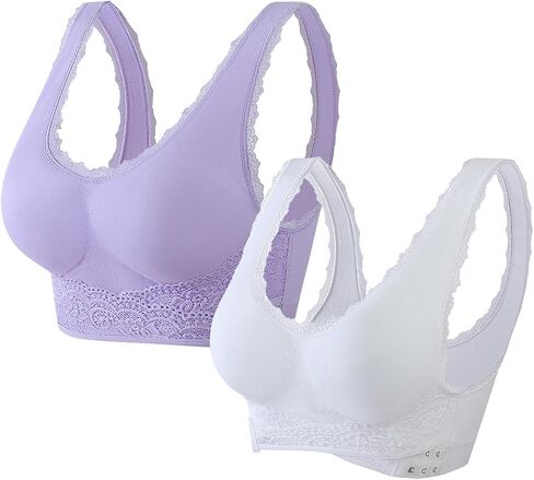 المرأة 2pc Sports Bras Front Cross Side Buckle Lace جمع حمالة صدرية مريحة للتنفس تنعيم الدفع لأعلى براسيير in Kuwait