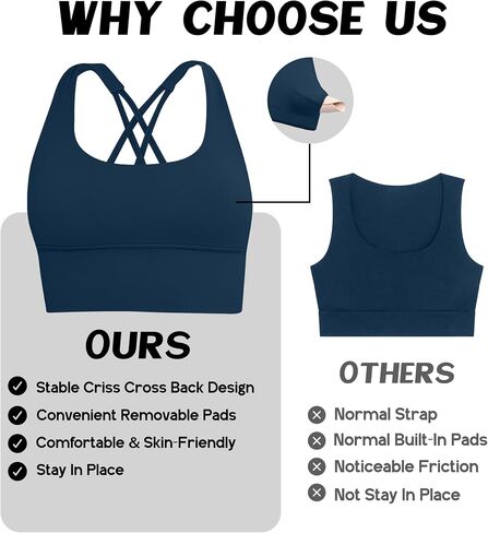 Unthewe Womens Cross Back Sports Bra for Running Yoga Gym - High Support Workout Bra with Removable Pads in Saudi Arabia