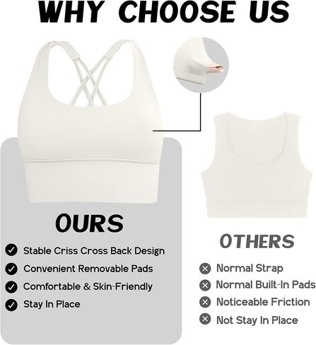 Unthewe Womens Cross Back Sports Bra for Running Yoga Gym - High Support Workout Bra with Removable Pads in Saudi Arabia