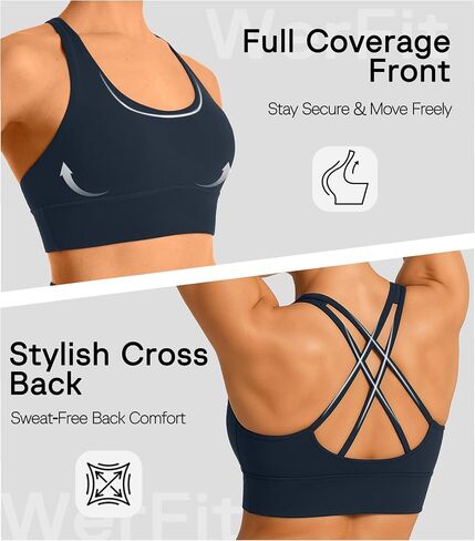 Unthewe Womens Cross Back Sports Bra for Running Yoga Gym - High Support Workout Bra with Removable Pads in Saudi Arabia