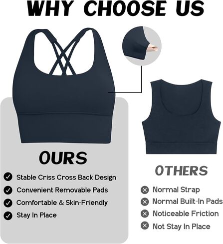 Unthewe Womens Cross Back Sports Bra for Running Yoga Gym - High Support Workout Bra with Removable Pads in Saudi Arabia