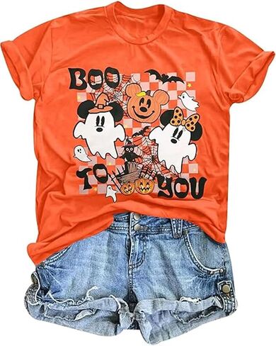 Stars Hollow T Shirt للنساء Halloween Cute Fall Shirt Funny Print Letter Festival Festival Short Sleeve Tops Tops in Kuwait