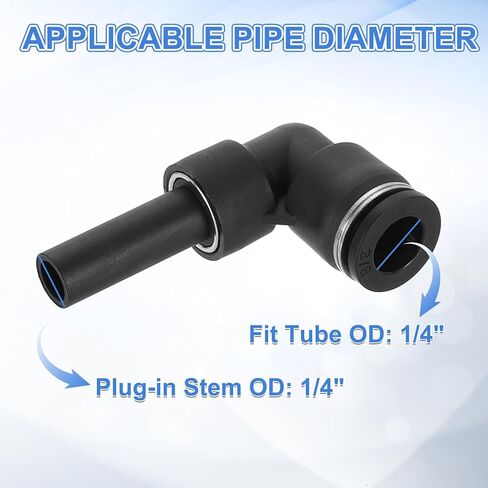 uxcell 2Pcs Push to Connect Tube Fitting, 1/4" Tube OD x 1/4" Stem OD Elbow Fitting with Plug-In Stem for Hydraulic and Pneumatic Systems in Saudi Arabia
